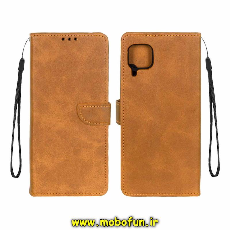 کیف گوشی Huawei Nova 7i هوآوی مگنتی طرح چرم کتابی بنددار عسلی کد 75874