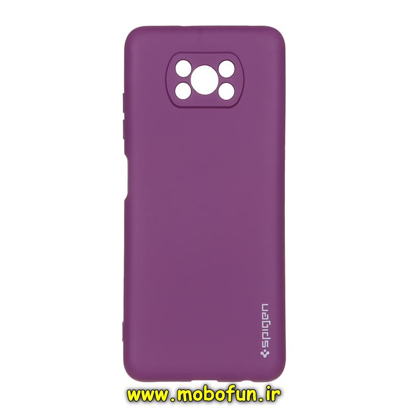 قاب گوشی Poco X3 / Poco X3 Pro شیائومی سیلیکونی ژله ای PC برند SPIGEN اسپیگن بنفش کد 75947