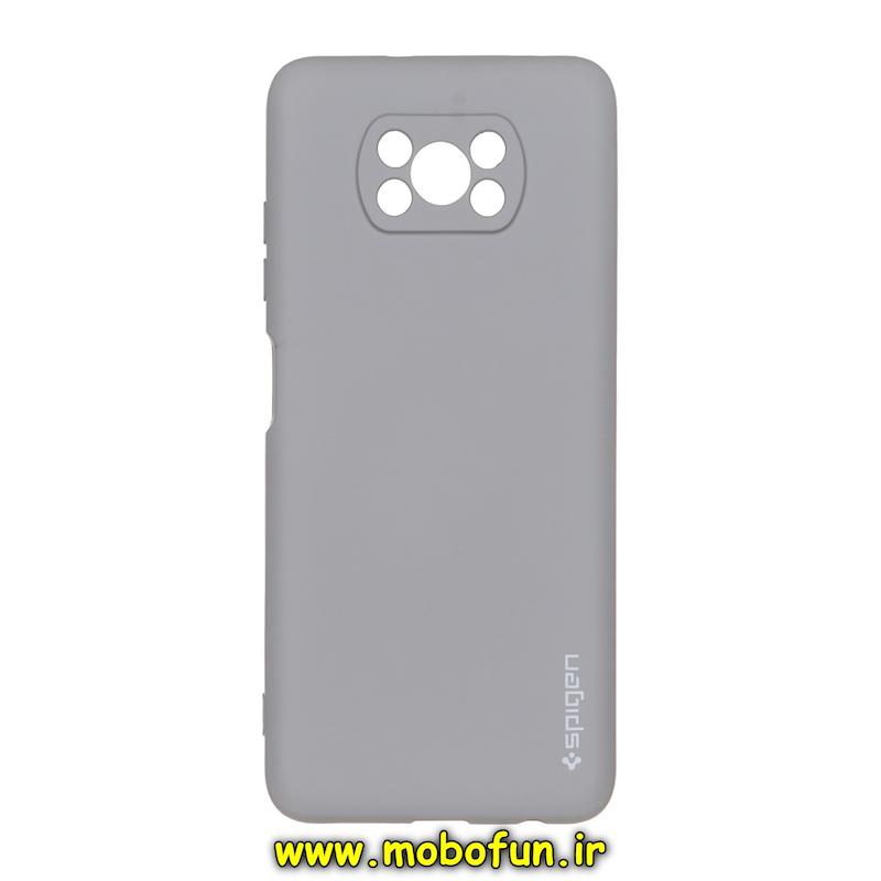 قاب گوشی Poco X3 / Poco X3 Pro شیائومی سیلیکونی ژله ای PC برند SPIGEN اسپیگن طوسی کد 75948