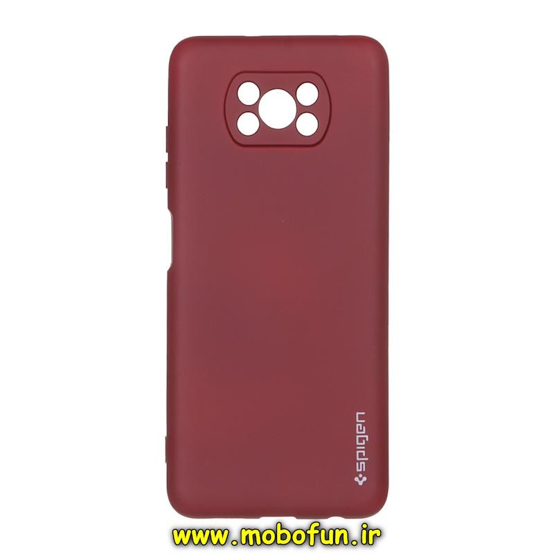 قاب گوشی Poco X3 / Poco X3 Pro شیائومی سیلیکونی ژله ای PC برند SPIGEN اسپیگن زرشکی کد 75950