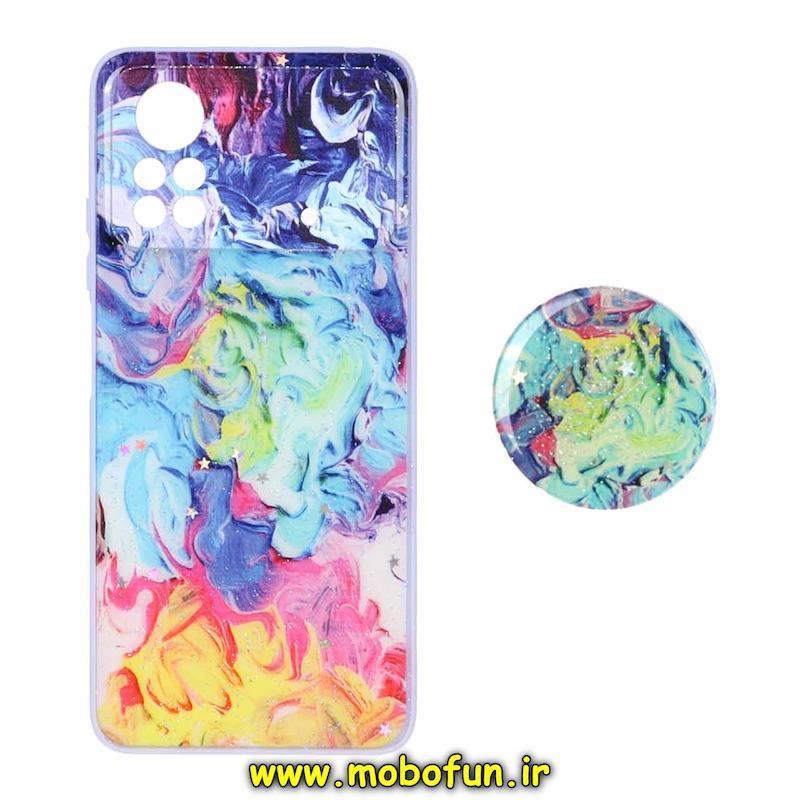 قاب گوشی Xiaomi Poco X4 Pro شیائومی طرح رزینی ماربل پاپ سوکت دار آبرنگی کد 76013