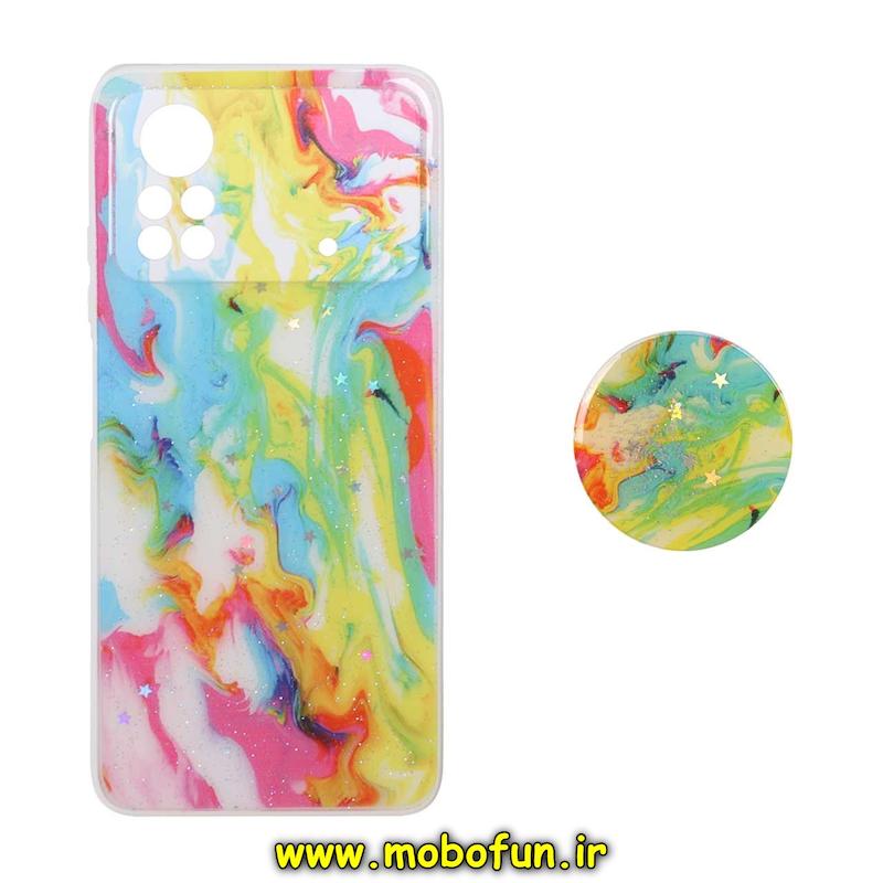 قاب گوشی Xiaomi Poco X4 Pro شیائومی طرح رزینی ماربل پاپ سوکت دار آبرنگی کد 76020