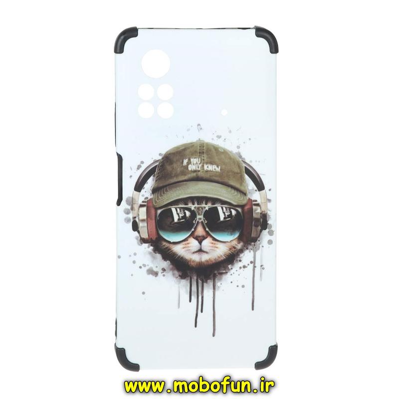 قاب گوشی Poco X4 Pro 4G شیائومی فانتزی هارد HARD ایربگ دار کپسولی طرح گربه گنگ بالا کد 76027