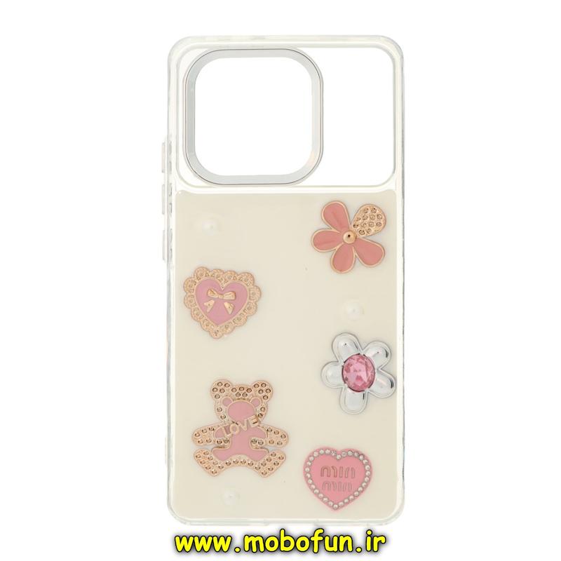 قاب گوشی Poco X6 Pro / Redmi K70E شیائومی فانتزی برجسته رزینی Luxury Case لنز و دکمه کرومی کد 76043