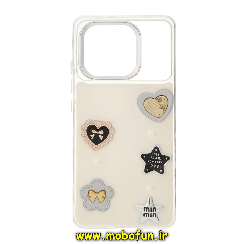 قاب گوشی Poco X6 Pro / Redmi K70E شیائومی فانتزی برجسته رزینی Luxury Case لنز و دکمه کرومی کد 76044