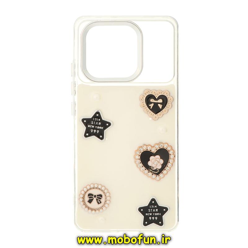 قاب گوشی Poco X6 Pro / Redmi K70E شیائومی فانتزی برجسته رزینی Luxury Case لنز و دکمه کرومی کد 76046
