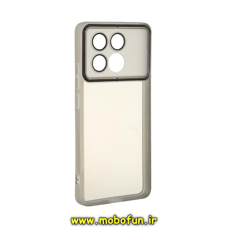 قاب گوشی Poco X6 Pro / Redmi K70E شیائومی اورجینال متال کیس Metal طرح ژله ای شفاف محافظ لنز دار مشکی کد 76063