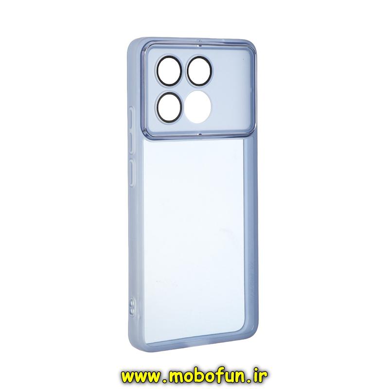 قاب گوشی Poco X6 Pro / Redmi K70E شیائومی اورجینال متال کیس Metal طرح ژله ای شفاف محافظ لنز دار آبی کد 76065