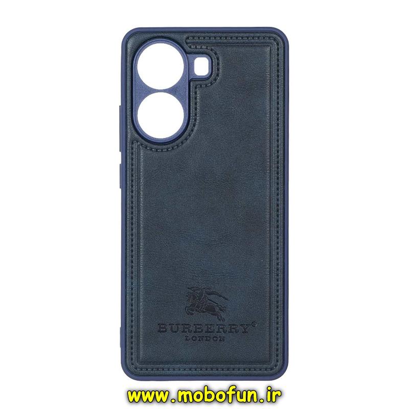 قاب گوشی Poco X7 Pro شیائومی اورجینال برند BURBERRY 2026 طرح دوخت HARD چرمی محافظ لنزدار سرمه ای کد 76070