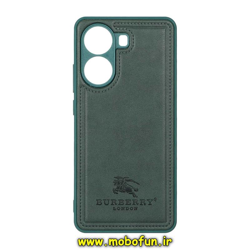 قاب گوشی Poco X7 Pro شیائومی اورجینال برند BURBERRY 2026 طرح دوخت HARD چرمی محافظ لنزدار سبز کد 76072