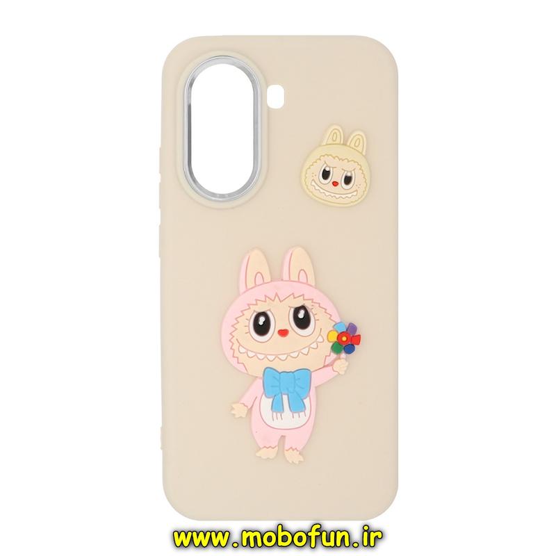 قاب گوشی Poco X7 Pro شیائومی سیلیکونی لنز کرومی طرح لبوبو LABUBU برجسته کرم کد 76082