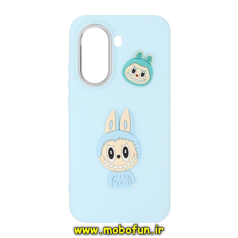 قاب گوشی Poco X7 Pro شیائومی سیلیکونی لنز کرومی طرح لبوبو LABUBU برجسته آبی روشن کد 76084