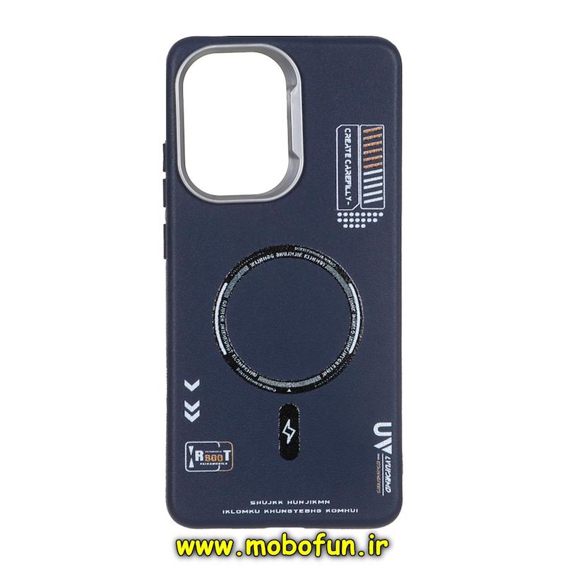 قاب گوشی Poco X7 Pro شیائومی لدر دیزاین SOFT Lether Design سیلیکونی طرح چرم مگ سیف سرمه ای کد 76098