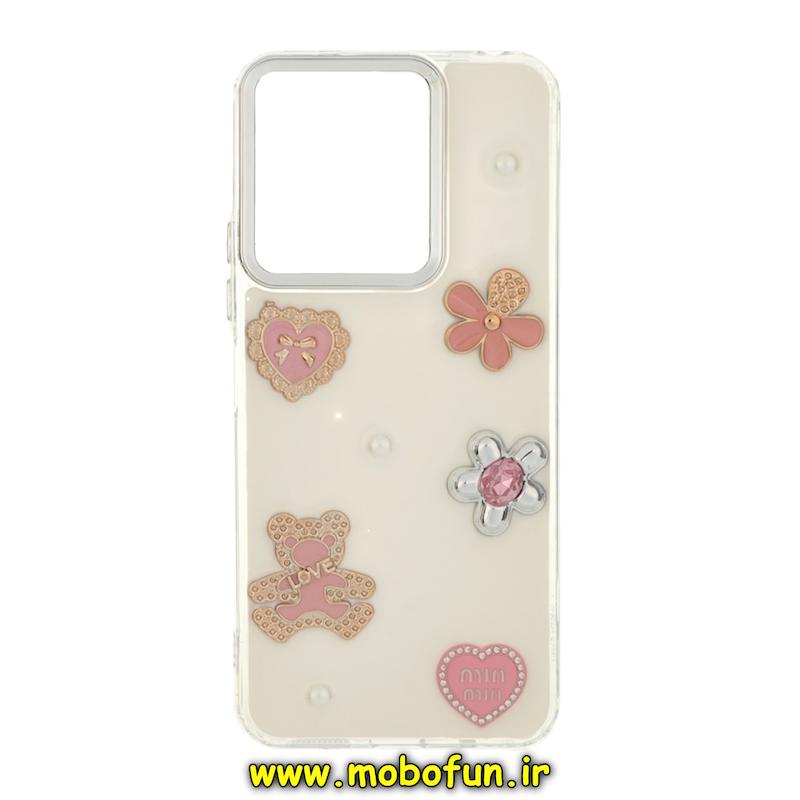 قاب گوشی Redmi 13 4G / Redmi 13 5G / Redmi 13X / Poco M6 4G شیائومی فانتزی برجسته رزینی Luxury Case لنز و دکمه کرومی کد 76130