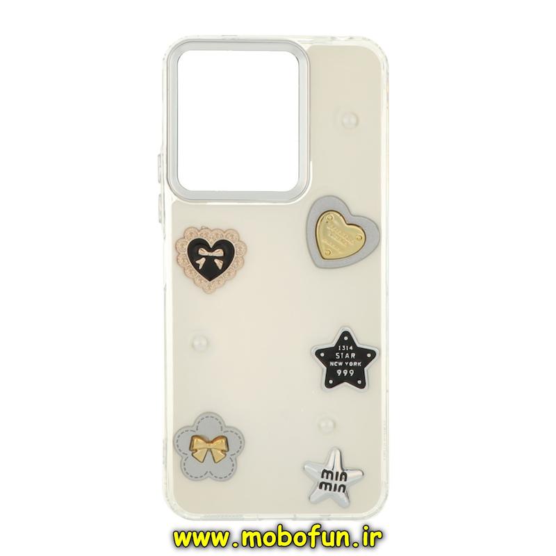 قاب گوشی Redmi 13 4G / Redmi 13 5G / Redmi 13X / Poco M6 4G شیائومی فانتزی برجسته رزینی Luxury Case لنز و دکمه کرومی کد 76131