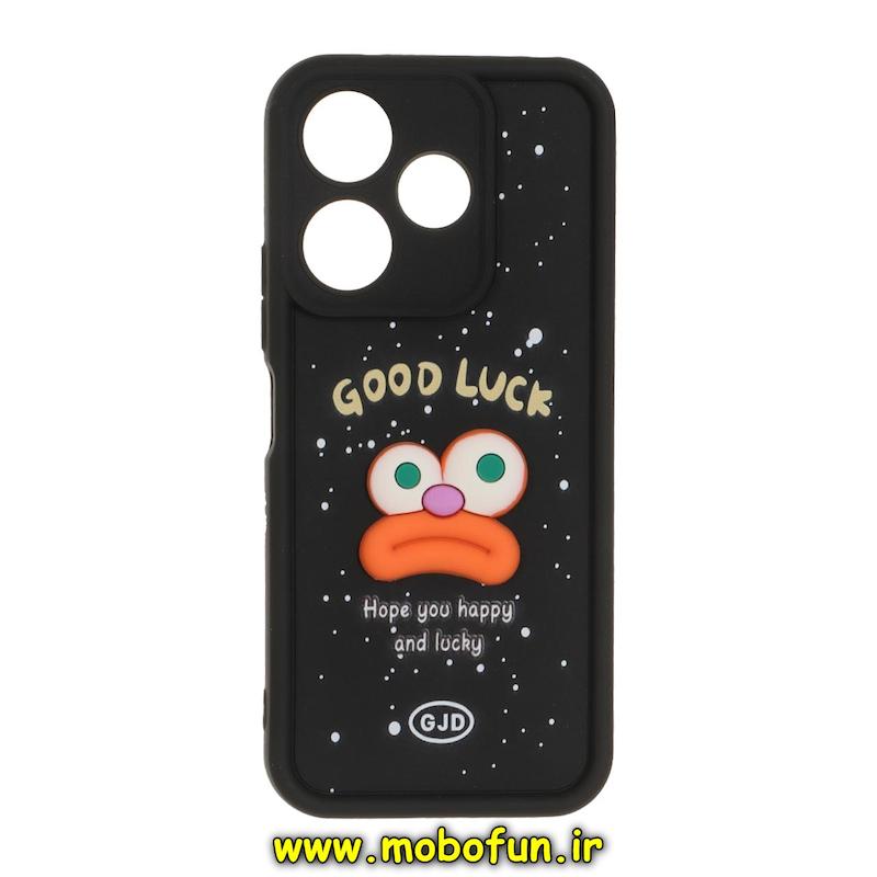 قاب گوشی Redmi 13 4G / Redmi 13 5G / Redmi 13X / Poco M6 4G شیائومی سیلیکونی Solid عروسکی برجسته محافظ لنزدار GOOD LUCK مشکی کد 76141