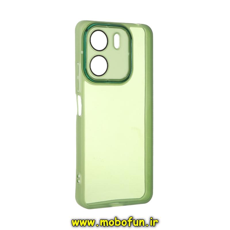 قاب گوشی Redmi 13C / Poco C65 شیائومی اورجینال متال کیس Metal طرح ژله ای شفاف محافظ لنز دار سبز کد 76151