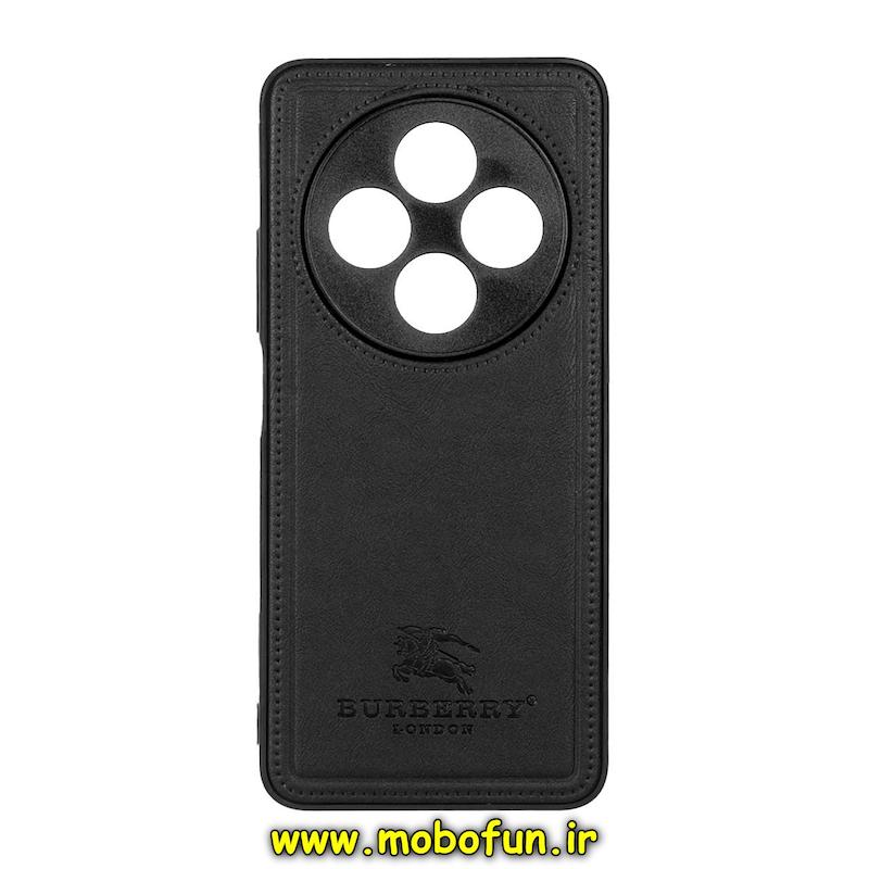 قاب گوشی Redmi 14C / Poco C75 / Redmi A4 شیائومی اورجینال برند BURBERRY 2026 طرح دوخت HARD چرمی محافظ لنزدار مشکی کد 76159