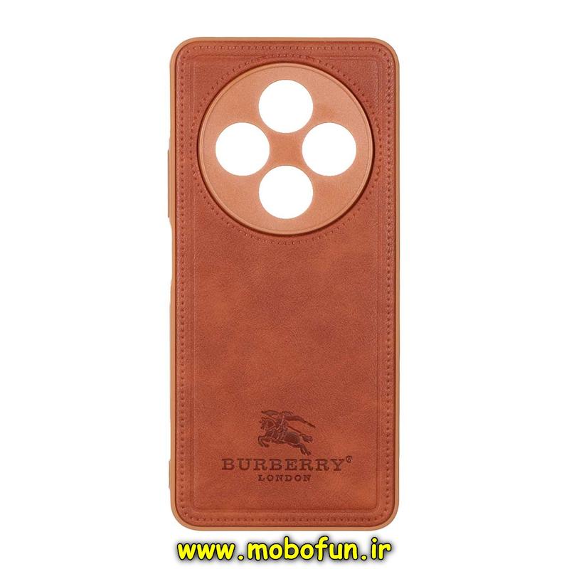 قاب گوشی Redmi 14C / Poco C75 / Redmi A4 شیائومی اورجینال برند BURBERRY 2026 طرح دوخت HARD چرمی محافظ لنزدار عسلی کد 76161