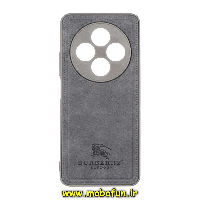 قاب گوشی Redmi 14C / Poco C75 / Redmi A4 شیائومی اورجینال برند BURBERRY 2026 طرح دوخت HARD چرمی محافظ لنزدار خاکستری کد 76162