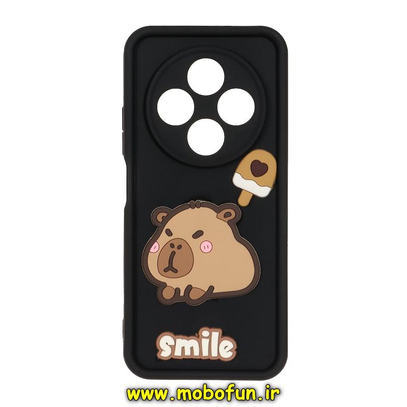 قاب گوشی Redmi 14C / Poco C75 / Redmi A4 شیائومی سیلیکونی Solid عروسکی برجسته محافظ لنزدار کیوت مشکی کد 76176