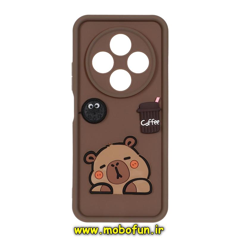 قاب گوشی Redmi 14C / Poco C75 / Redmi A4 شیائومی سیلیکونی Solid عروسکی برجسته محافظ لنزدار کیوت قهوه ای کد 76177