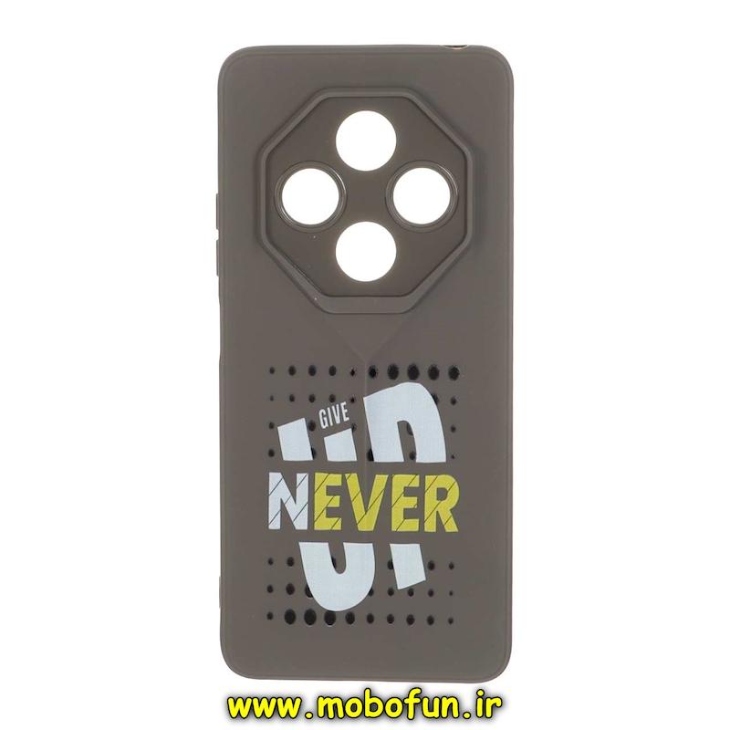 قاب گوشی Redmi 14C / Poco C75 / Redmi A4 شیائومی Porsche Design سیلیکونی ژله ای محافظ لنز دار فانتزی طرح NEVER UP خاکستری کد 76235