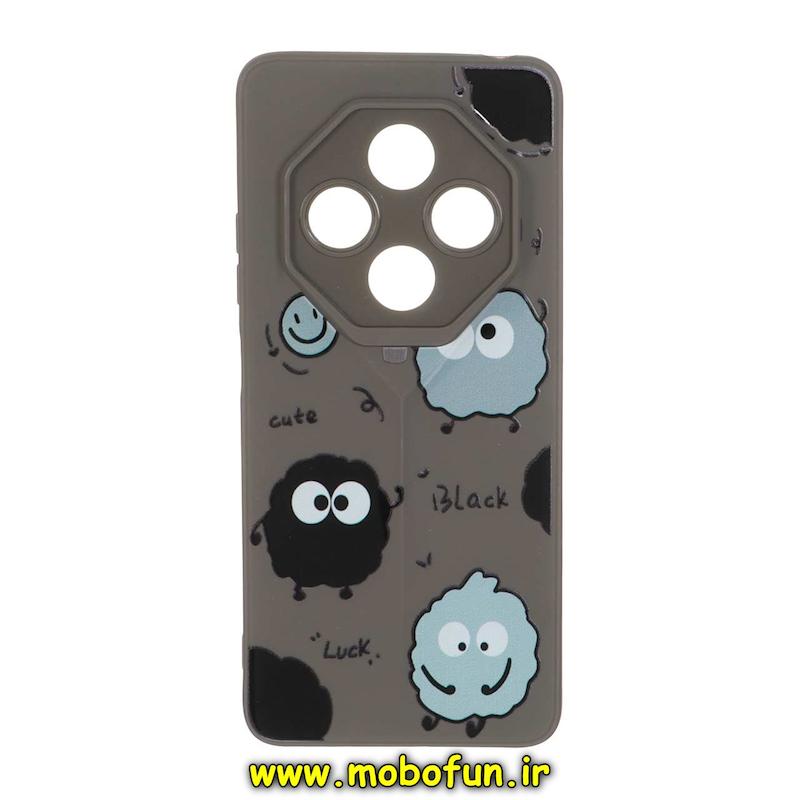 قاب گوشی Redmi 14C / Poco C75 / Redmi A4 شیائومی Porsche Design سیلیکونی ژله ای محافظ لنز دار فانتزی طرح هپل خاکستری کد 76237