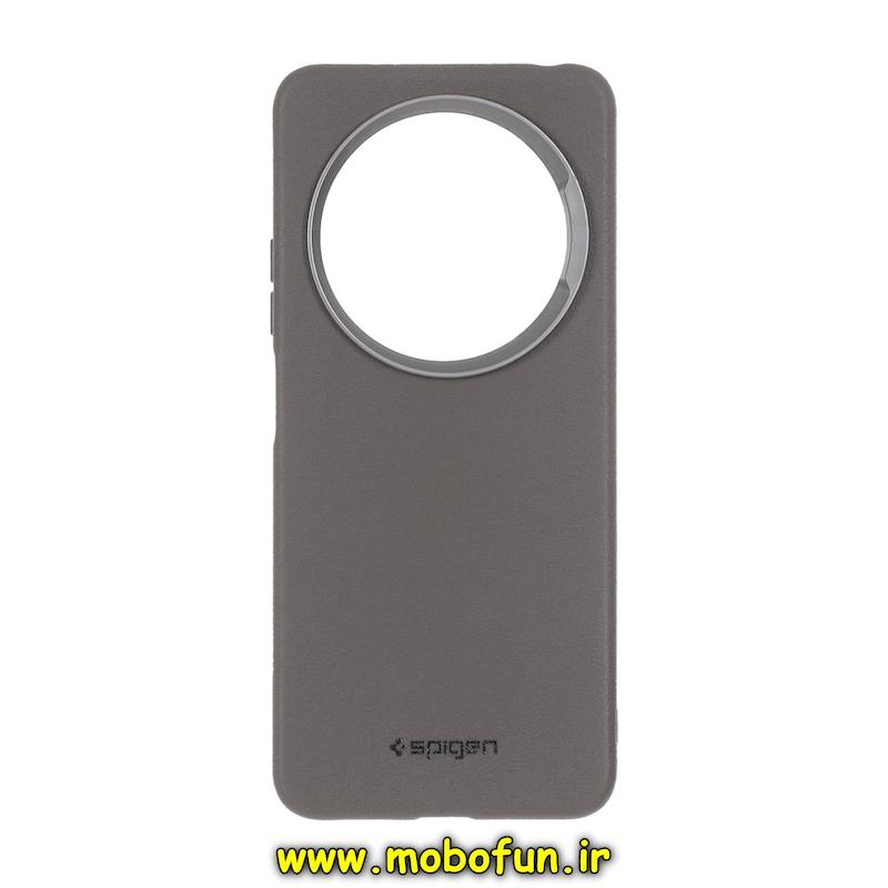 قاب گوشی Redmi 14C / Poco C75 / Redmi A4 شیائومی لدر دیزاین SOFT Lether Design سیلیکونی SPIGEN اسپیگن طرح چرم خاکستری کد 76272