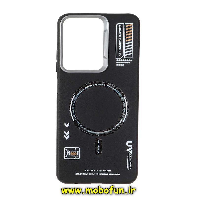 قاب گوشی Redmi A5 / Poco C71 شیائومی لدر دیزاین SOFT Lether Design سیلیکونی طرح چرم مگ سیف مشکی کد 76301