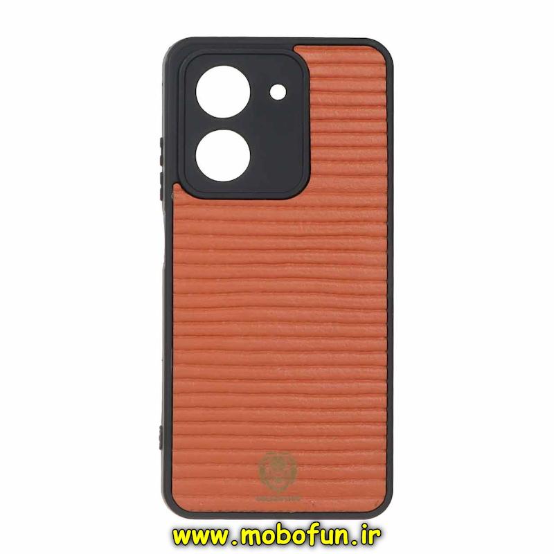 قاب گوشی Redmi A5 / Poco C71 شیائومی چرمی راه راه محافظ لنزدار قهوه ای کد 76325