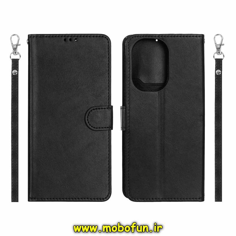 کیف گوشی Redmi A5 / Poco C71 شیائومی مگنتی طرح چرم کتابی بند دار چرمی مشکی کد 76330