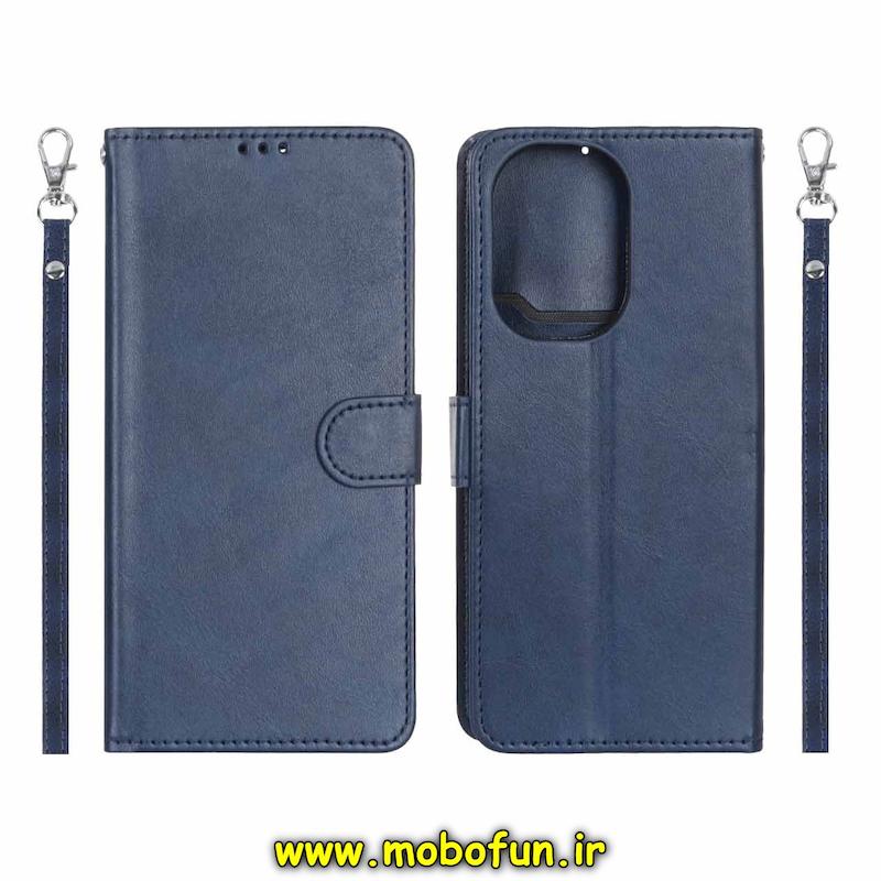 کیف گوشی Redmi A5 / Poco C71 شیائومی مگنتی طرح چرم کتابی بند دار چرمی سرمه ای کد 76331