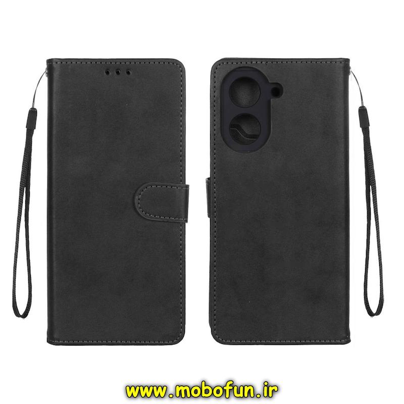 کیف گوشی Redmi A5 / Poco C71 شیائومی مگنتی طرح چرم کتابی بند دار محافظ لنزدار مشکی کد 76333