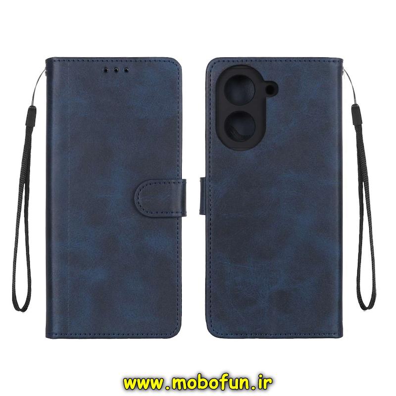 کیف گوشی Redmi A5 / Poco C71 شیائومی مگنتی طرح چرم کتابی بند دار محافظ لنزدار سرمه ای کد 76336