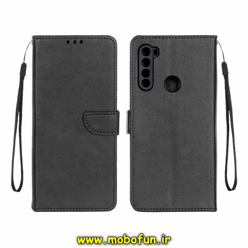 کیف گوشی Redmi Note 8T شیائومی مگنتی طرح چرم کتابی محافظ لنزدار بند چرمی مشکی کد 76389