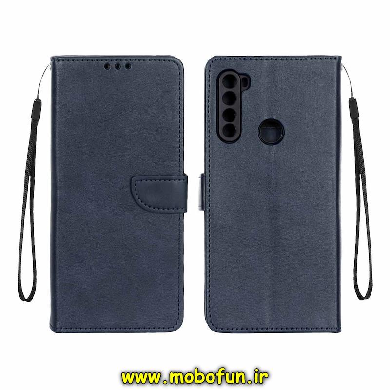 کیف گوشی Redmi Note 8T شیائومی مگنتی طرح چرم کتابی محافظ لنزدار بند چرمی سرمه ای کد 76391