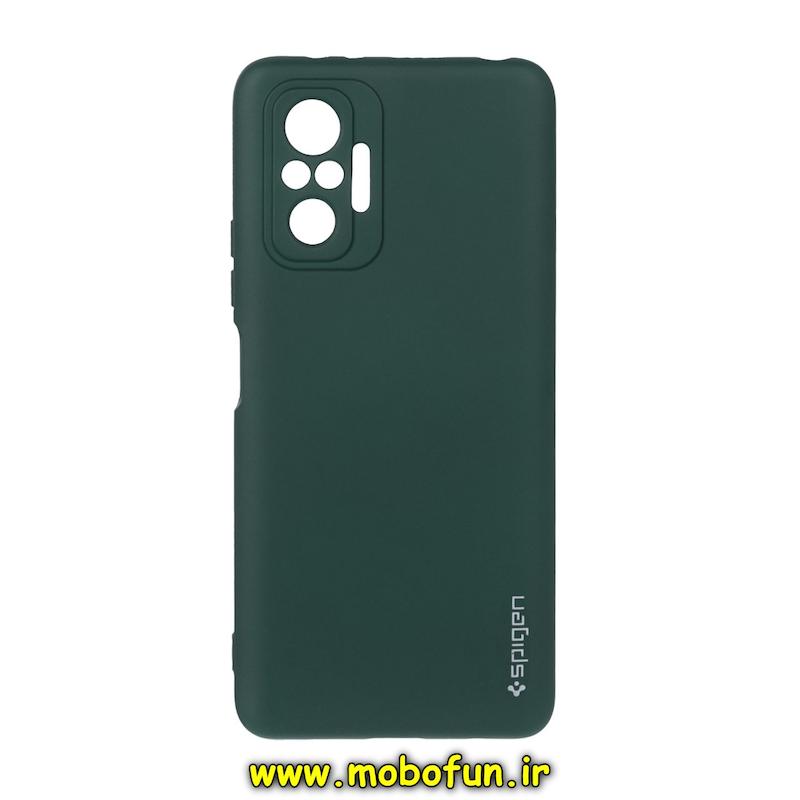 قاب گوشی Redmi Note 10 Pro 4G / Redmi Note 10 Pro Max شیائومی سیلیکونی ژله ای PC برند SPIGEN اسپیگن سبز تیره کد 76416