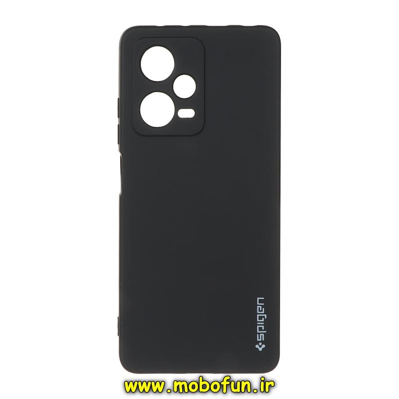 قاب گوشی Redmi Note 12 Pro Plus 5G / Redmi Note 12 Explorer شیائومی سیلیکونی ژله ای PC برند SPIGEN اسپیگن مشکی کد 76456