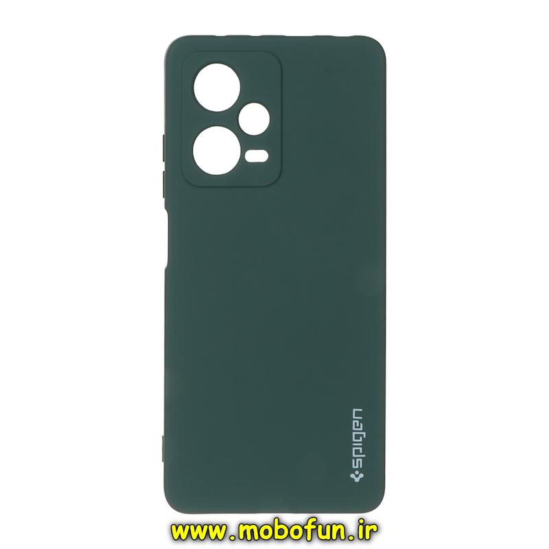 قاب گوشی Redmi Note 12 Pro Plus 5G / Redmi Note 12 Explorer شیائومی سیلیکونی ژله ای PC برند SPIGEN اسپیگن سبز تیره کد 76457