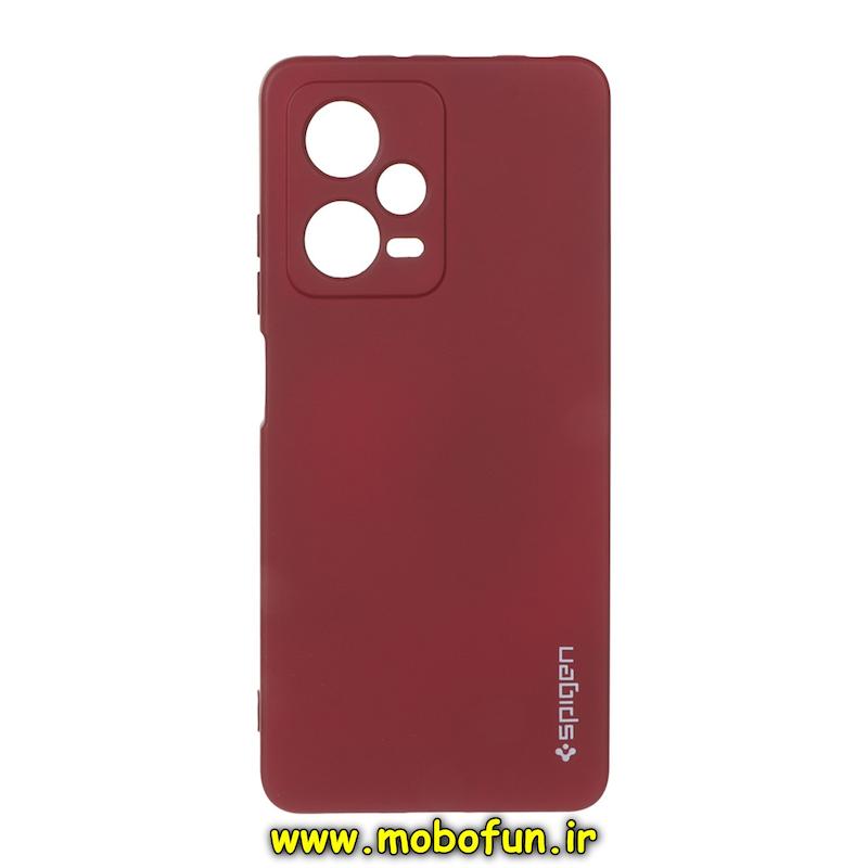 قاب گوشی Redmi Note 12 Pro Plus 5G / Redmi Note 12 Explorer شیائومی سیلیکونی ژله ای PC برند SPIGEN اسپیگن زرشکی کد 76461