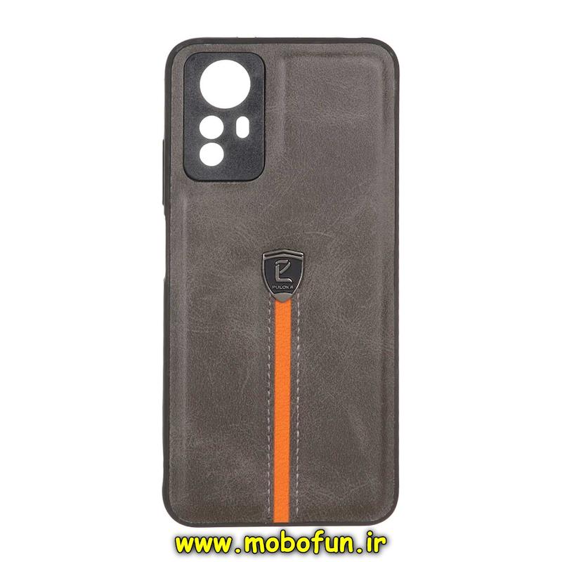 قاب گوشی Redmi Note 12S شیائومی اورجینال PULOKA پولوکا NEW CASE طرح چرمی درجه یک HARD محافظ لنزدار خاکستری کد 76474