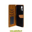 کیف گوشی Redmi Note 12S شیائومی مگنتی طرح چرم کتابی محافظ لنزدار بند چرمی عسلی کد 76477