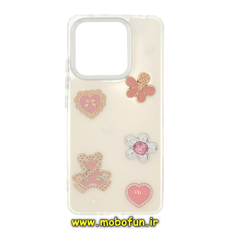 قاب گوشی Redmi Note 13 4G شیائومی فانتزی برجسته رزینی Luxury Case لنز و دکمه کرومی کد 76485