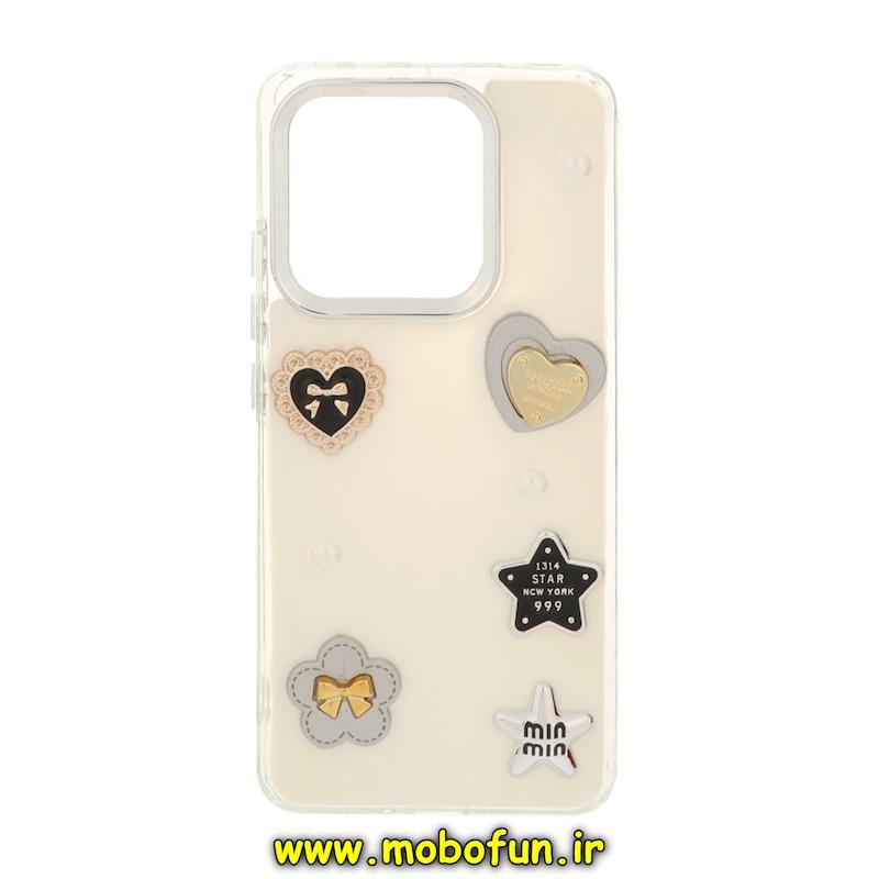 قاب گوشی Redmi Note 13 4G شیائومی فانتزی برجسته رزینی Luxury Case لنز و دکمه کرومی کد 76488