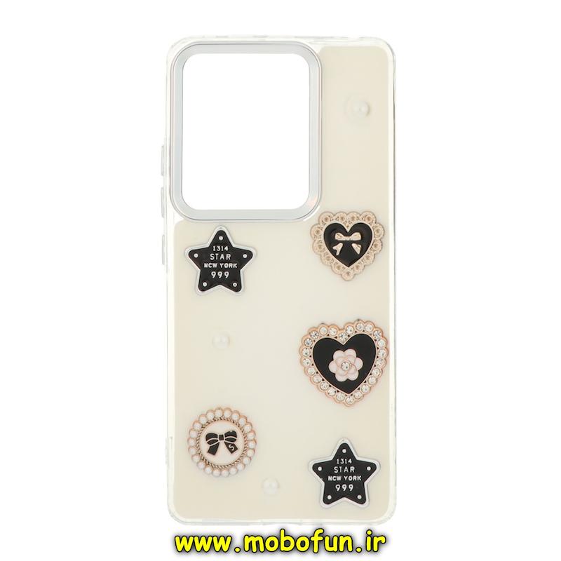 قاب گوشی Redmi Note 13 Pro 4G / Poco M6 Pro 4G / Redmi Note 14S شیائومی فانتزی برجسته رزینی Luxury Case لنز و دکمه کرومی کد 76526
