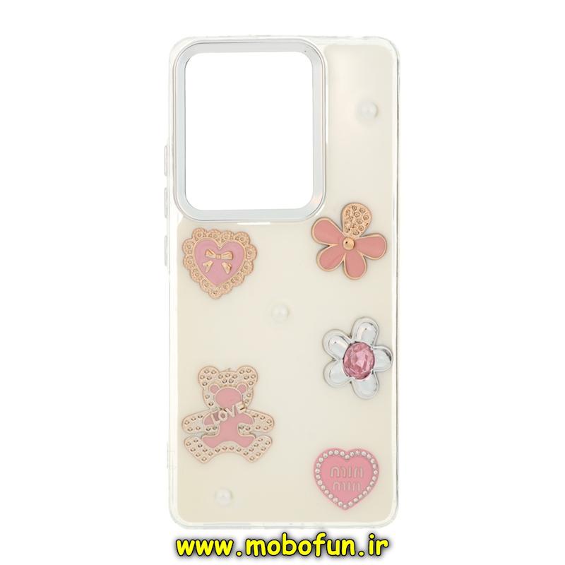 قاب گوشی Redmi Note 13 Pro 4G / Poco M6 Pro 4G / Redmi Note 14S شیائومی فانتزی برجسته رزینی Luxury Case لنز و دکمه کرومی کد 76529