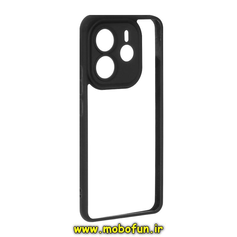 قاب گوشی Redmi Note 14 4G شیائومی اورجینال spigen طرح Ultra HYBRID طلقی شیشه ای شفاف مشکی کد 76582