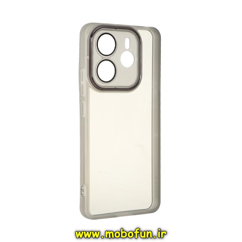 قاب گوشی Redmi Note 14 4G شیائومی اورجینال متال کیس Metal طرح ژله ای شفاف محافظ لنز دار مشکی کد 76584