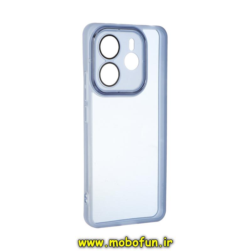 قاب گوشی Redmi Note 14 4G شیائومی اورجینال متال کیس Metal طرح ژله ای شفاف محافظ لنز دار آبی کد 76586
